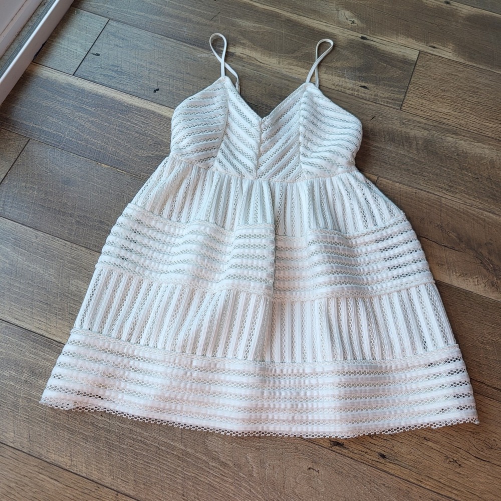Forever 21 White Eyelet Lace Fit and Flare Mini Dress Small Spaghetti Strap